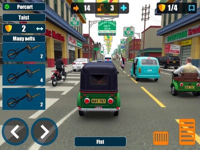 Auto Wallah Rush gameplay screenshot showing auto rickshaw navigating busy Indian street