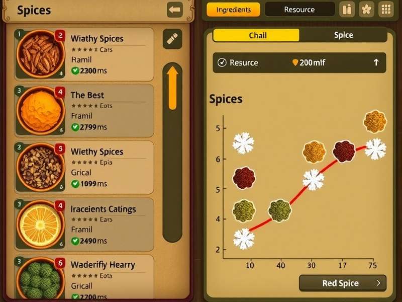Resource Management in Turmeric Chai Triumphs Turmeric Chai Triumphs resource management interface showing spices and ingredients