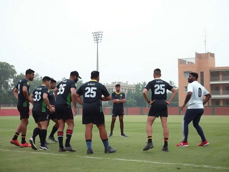 Rugby Aces Delhi Team Huddle Rugby Aces Delhi star players in team huddle