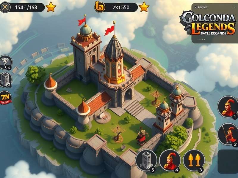 Golconda Battle Legends - Epic Fortress Warfare Golconda Battle Legends gameplay screenshot showing fortress battle
