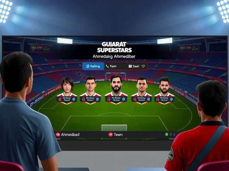 Gujarat Superstars FIFA Gameplay Gujarat Superstars FIFA gameplay screenshot showing Ahmedabad stadium