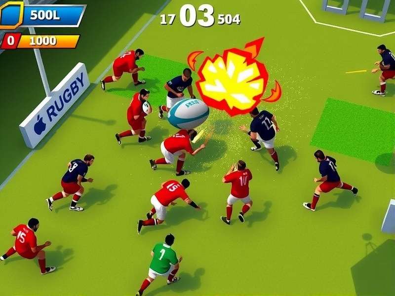 Rugby Master Blaster Gameplay Rugby Master Blaster gameplay screenshot showing intense rugby action