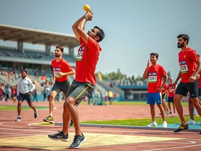 Shot Put athlete in action during competition