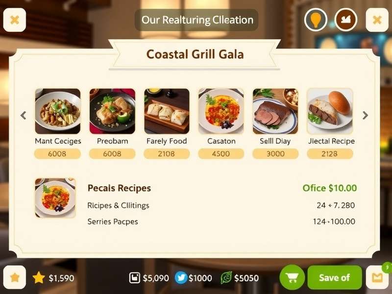 Coastal Grill Gala Restaurant Management Interface Coastal Grill Gala gameplay screenshot showing restaurant management