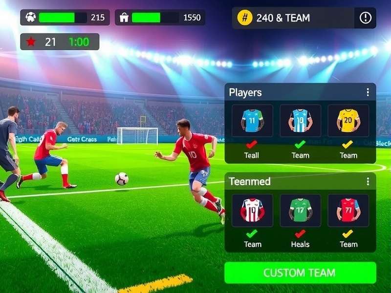 Bright Football Aces Customization Bright Football Aces customization options showing player and team editing
