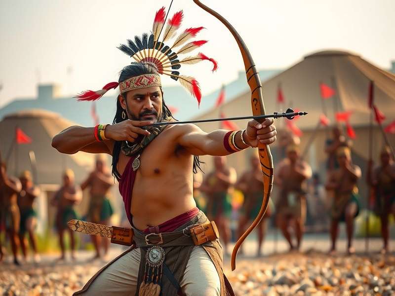 Traditional Indian Archery Warrior Traditional Indian Archery Warrior in historical pose