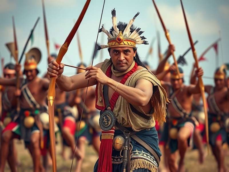 Indian Archery Warriors Battle Formation Historical depiction of Indian Archery Warriors in battle formation