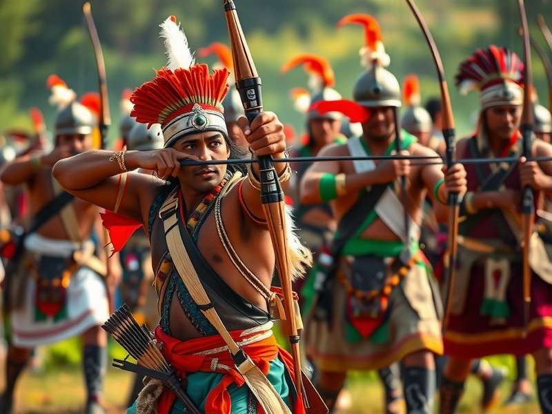 Traditional Indian Archery Techniques Modern practitioner demonstrating traditional Indian archery techniques
