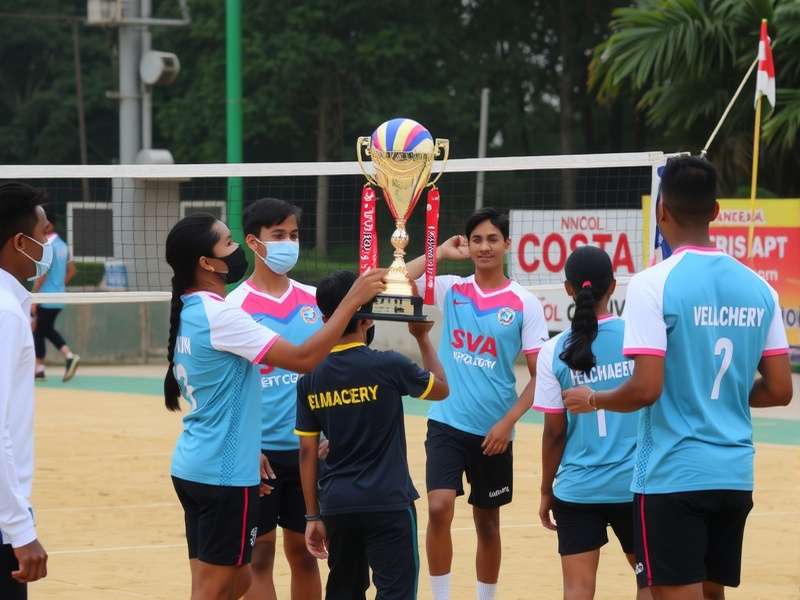 Club Trophy Collection Velachery Volley Pioneers championship trophy display
