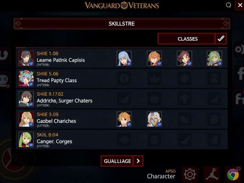Vanguard Veterans gameplay screenshot showing character selection