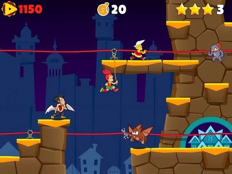 Supreme Swing Star gameplay screenshot showing character swinging between platforms