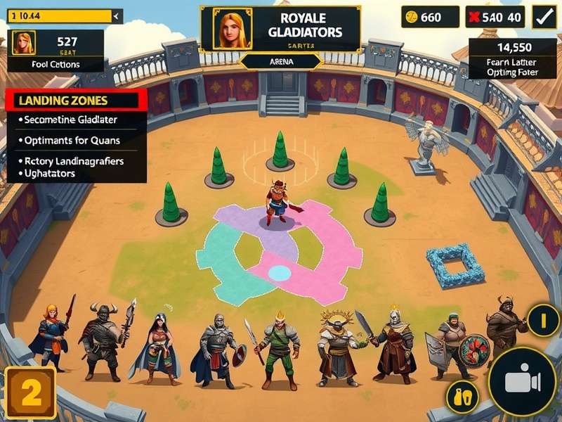 Zip Royale Gladiators gameplay screenshot showing character selection and arena