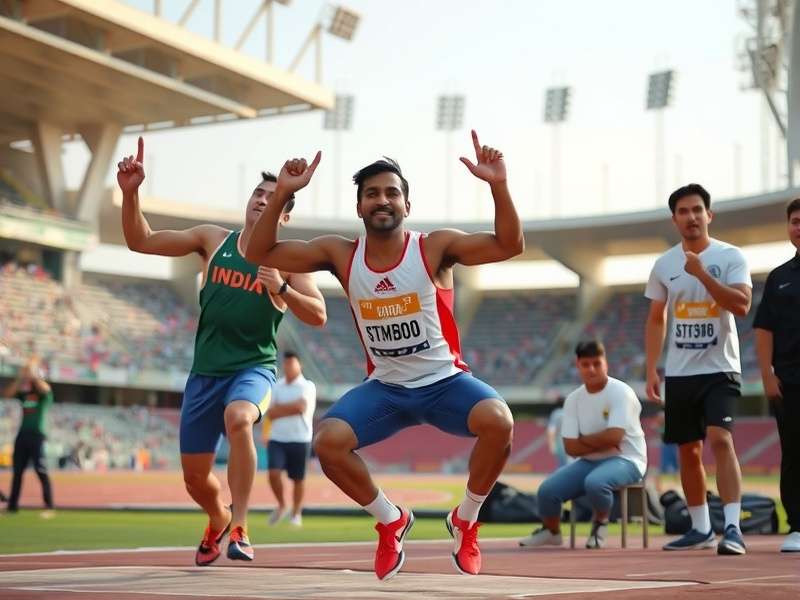 Indian shot put champions celebrating victory