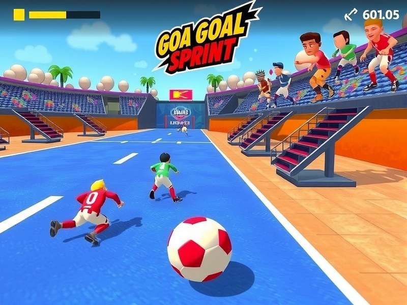 Goa Goal Sprint Gameplay Goa Goal Sprint gameplay screenshot showing football racing action