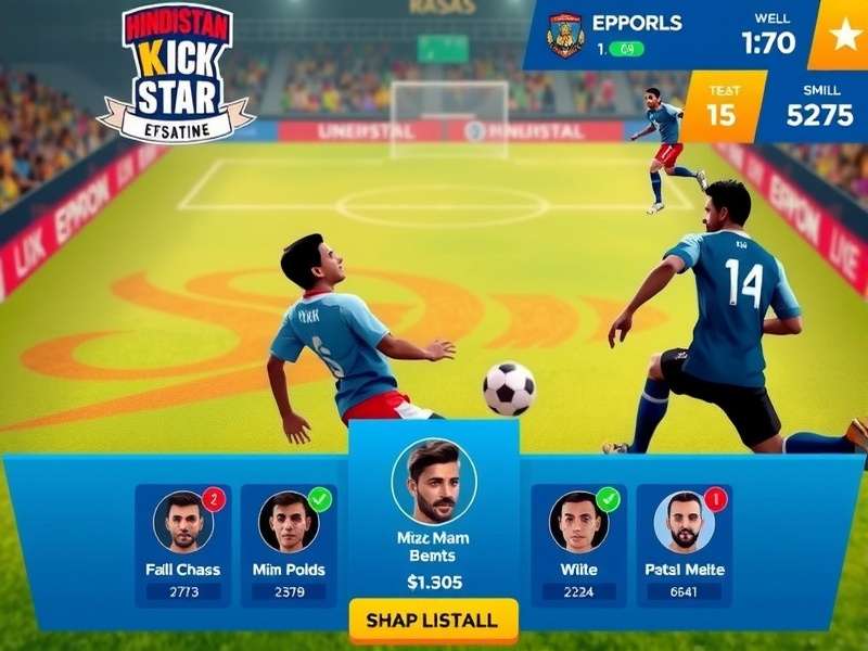 Hindustan Kick Star Gameplay Hindustan Kick Star gameplay screenshot showing football action