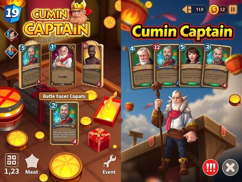 Cumin Captain battle scene showing card-based combat system