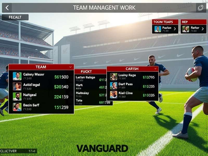 Vanguard Rugby Masters Gameplay Action Vanguard Rugby Masters gameplay screenshot showing intense rugby action