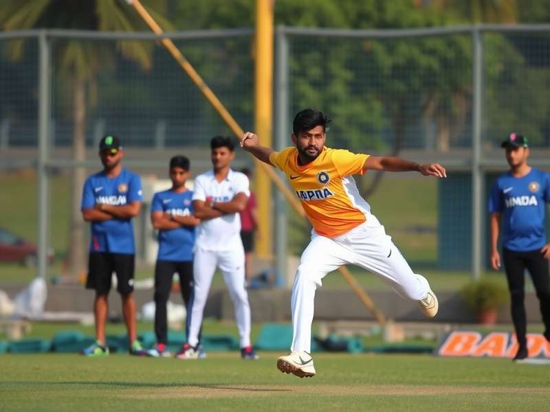 Emerging Indian fast bowling prodigy Young Indian fast bowler in action