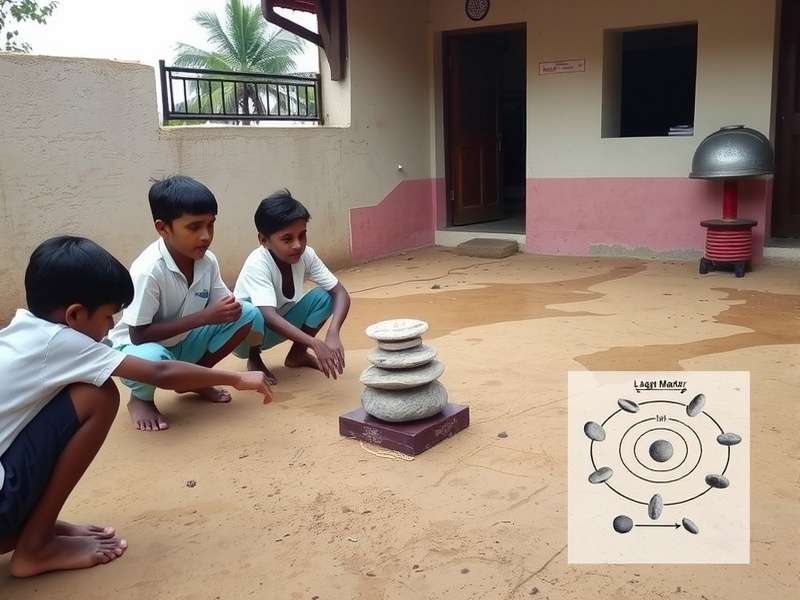 Traditional Lagori Master Game Children playing Lagori Master in a traditional Indian setting