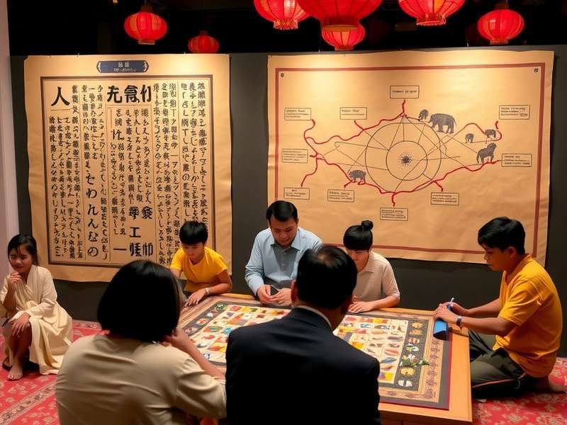 Auspicious Elephant Route Game Board Traditional Auspicious Elephant Route board game setup