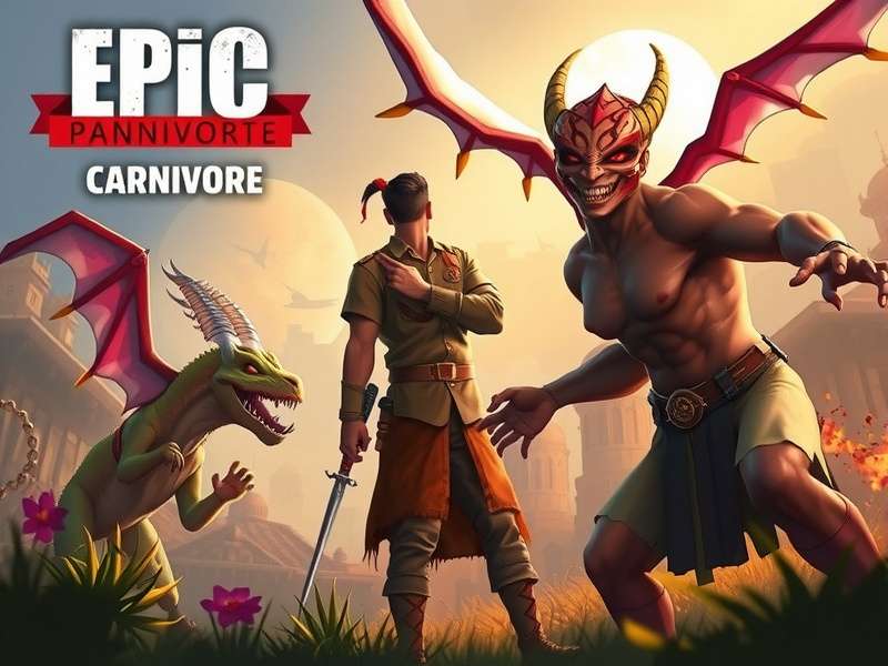 Epic Pune Carnivore Official Artwork Epic Pune Carnivore game cover art showing main character in Pune landscape