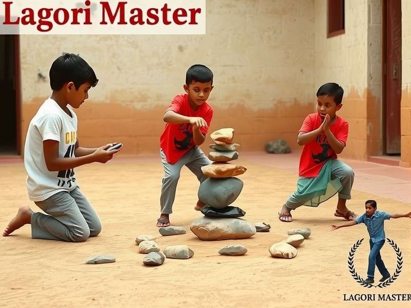 Lagori Master Game Setup Diagram showing Lagori Master stone stacking and playing field setup