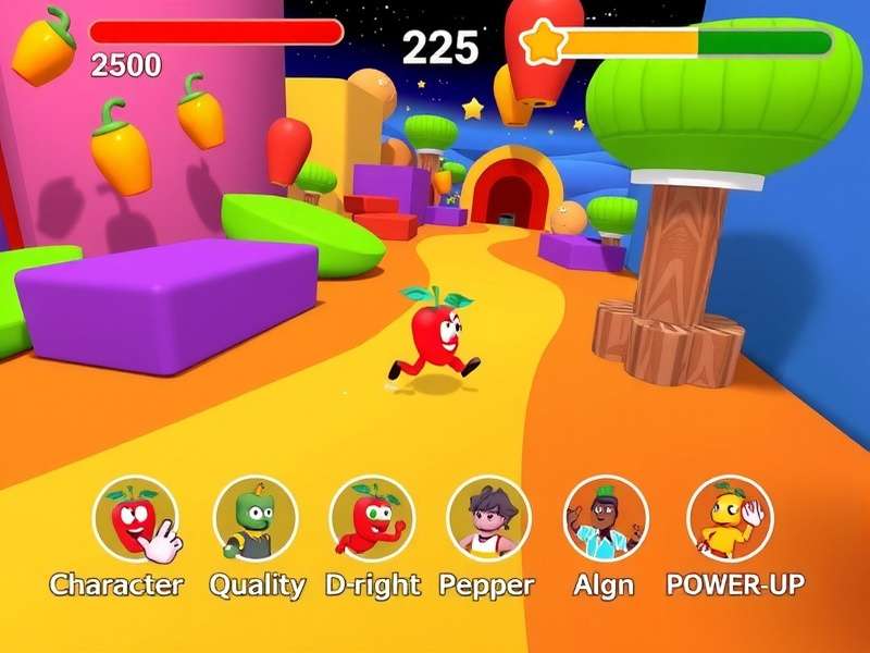 Pepper Sprint Star Gameplay Pepper Sprint Star gameplay screenshot showing character running through colorful environment