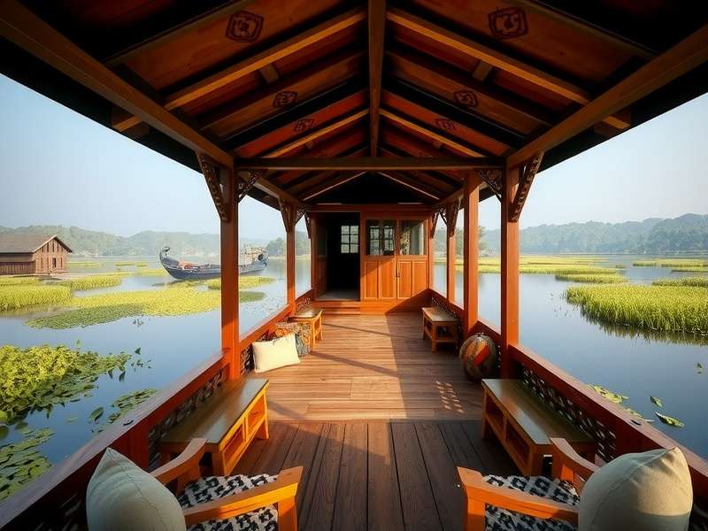 Backwaters Idyllic Sojourn gameplay showing houseboat on Kerala backwaters