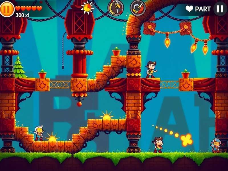 Spicy Rush Adventure level design showing intricate platforming challenges