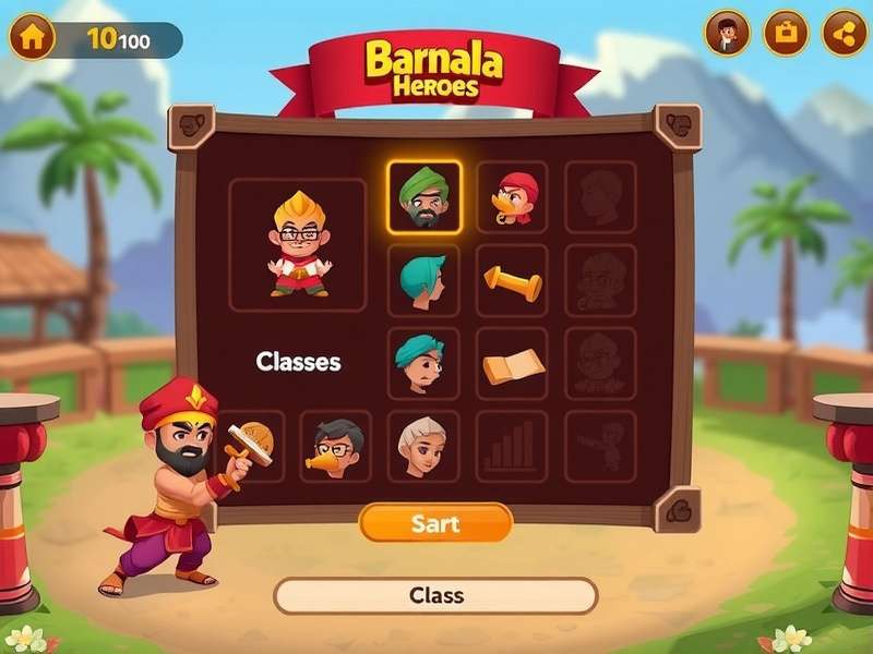 Barnala Heroes character class selection screen