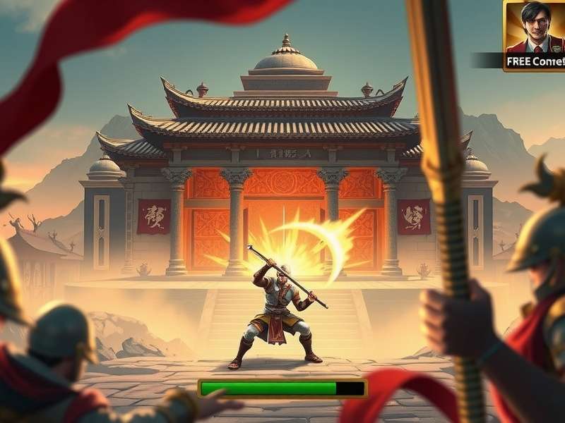 Warrior Of Divine Fury gameplay screenshot showing epic battle scene