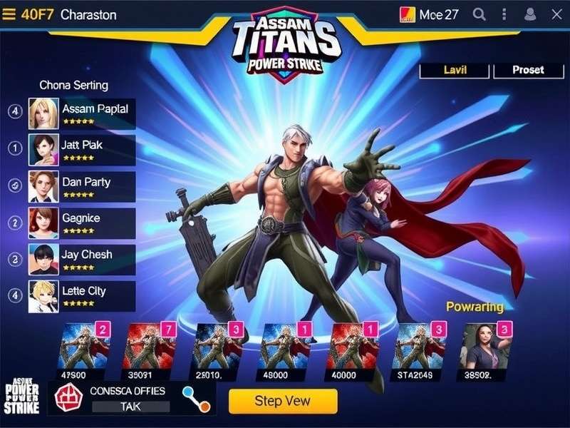 Character Selection Interface in Assam Titans Power Strike Assam Titans Power Strike Character Selection Screen