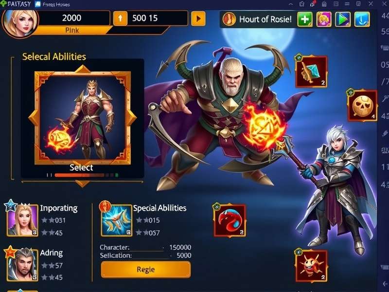 Fantasy Heroes India game interface showing character selection