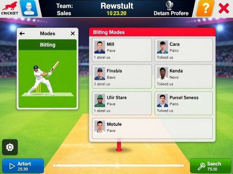 Hindustan Cricket Ace gameplay screenshot showing batting interface