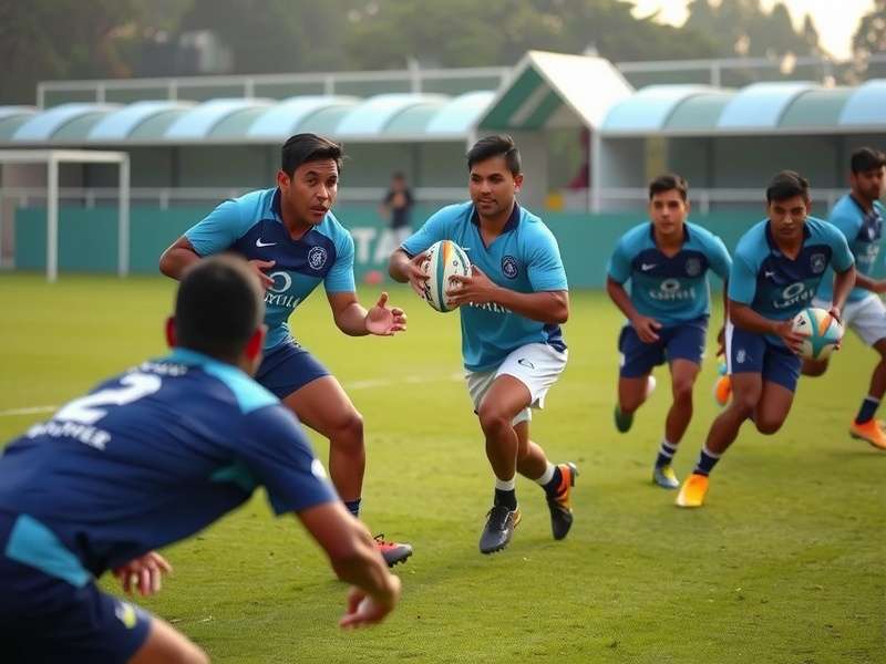 Indian Rugby Prodigies Training Session Young Indian rugby players in training