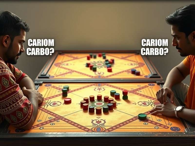 Historical carrom board and pieces from India