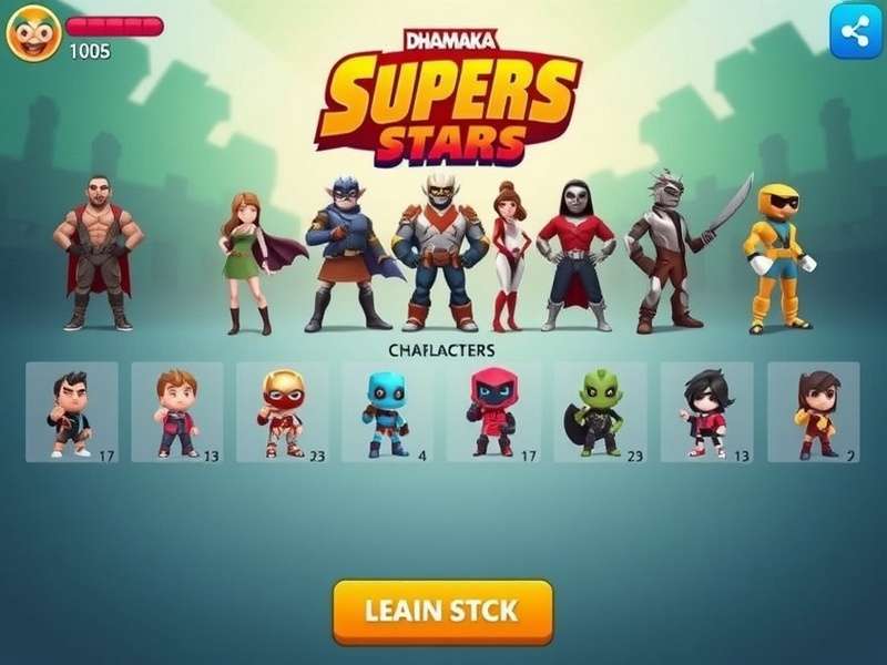 Dhoom Dhamaka Super Stars character lineup showing diverse heroes