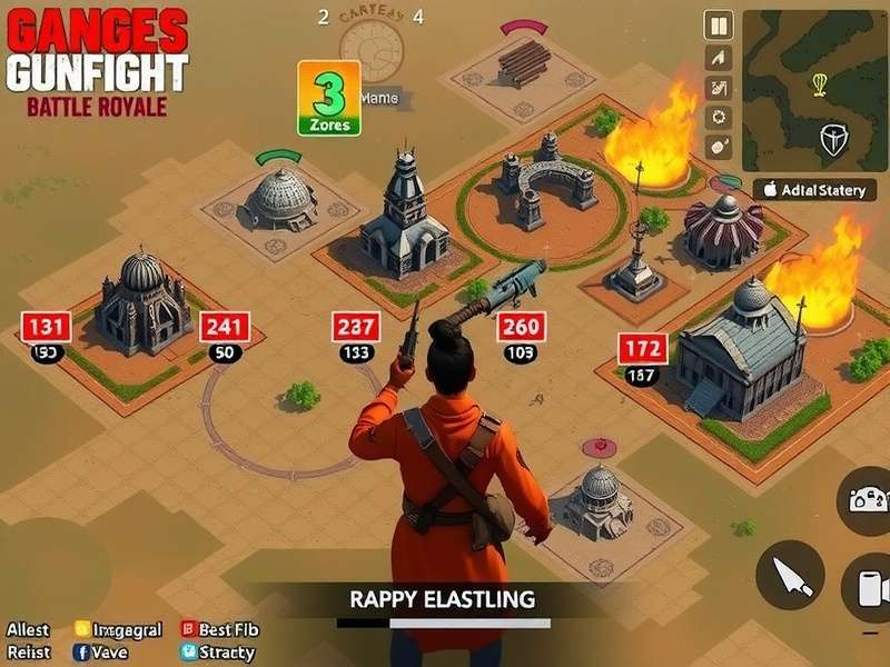 Ganges Gunfight Battle Royale map showing different zones and landmarks
