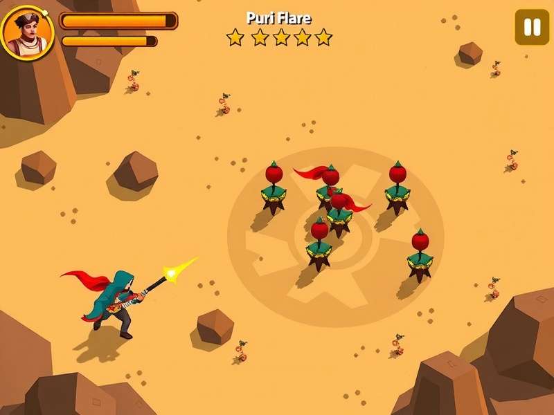 Puri Flare Desert Duel gameplay screenshot showing desert combat