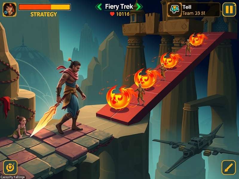 Fiery Trek Advanced Strategy - Path Optimization Fiery Trek strategy map showing optimal path through challenging level