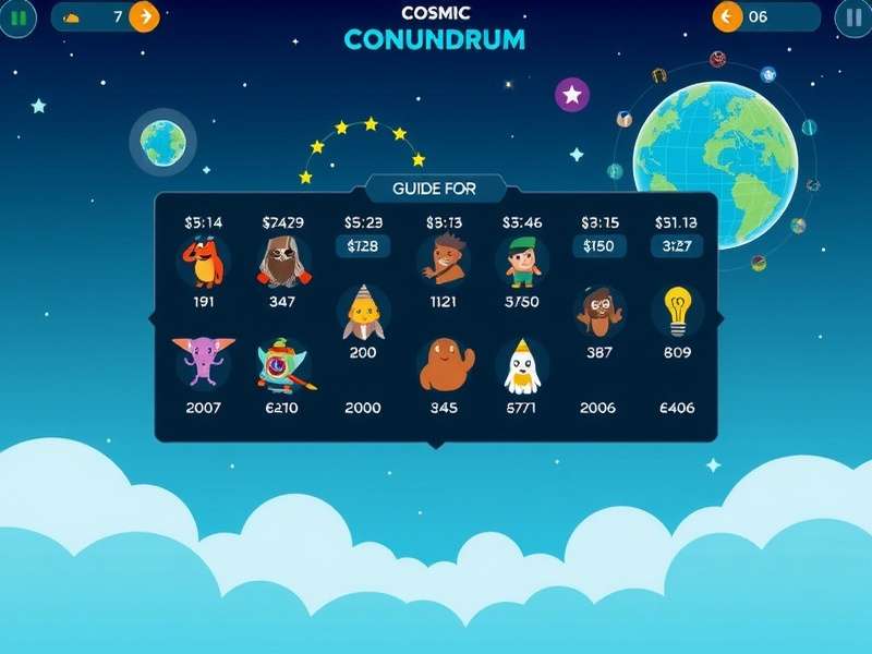 Cosmic Conundrum level progression interface