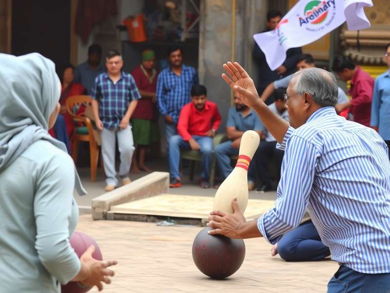 Community gathering around Dhobi Ghat Bowling game