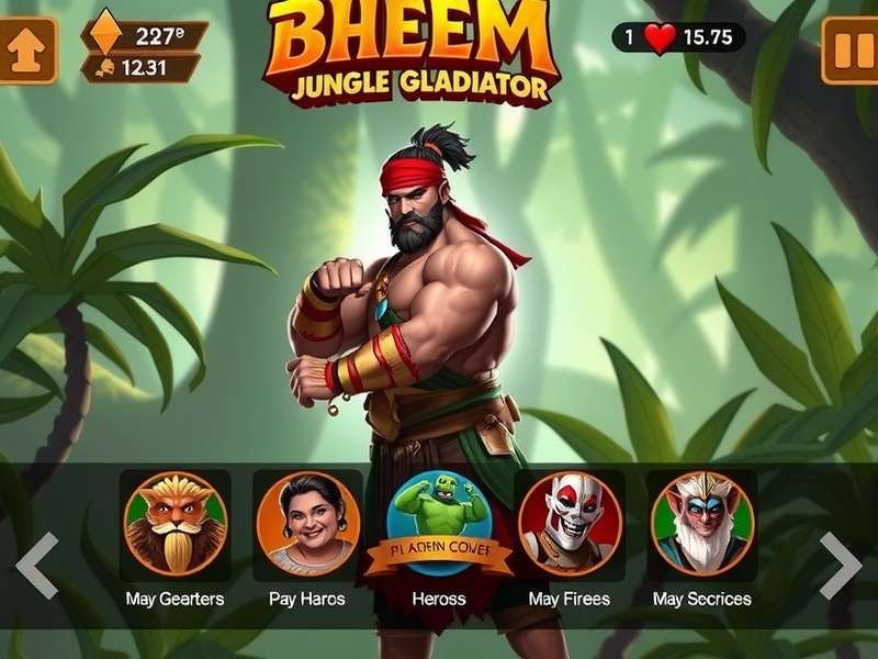 Bheem Jungle Gladiator gameplay screenshot showing character in jungle environment