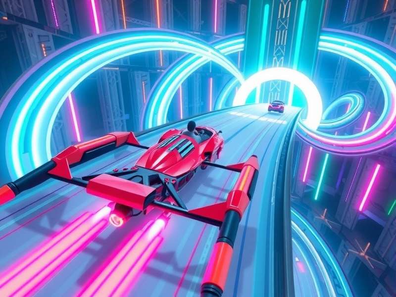 Zero G Rider track design showing intricate loops and vertical racing surfaces