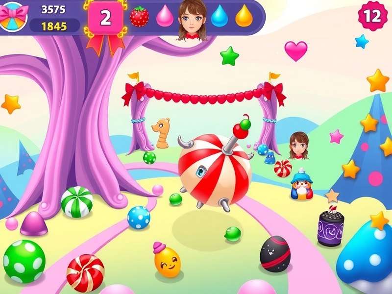 Candy Magic World gameplay screenshot showing colorful candy elements