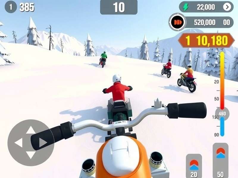 Scooty Snowy Ride Winter Racing Gameplay Scooty Snowy Ride gameplay screenshot showing winter environment