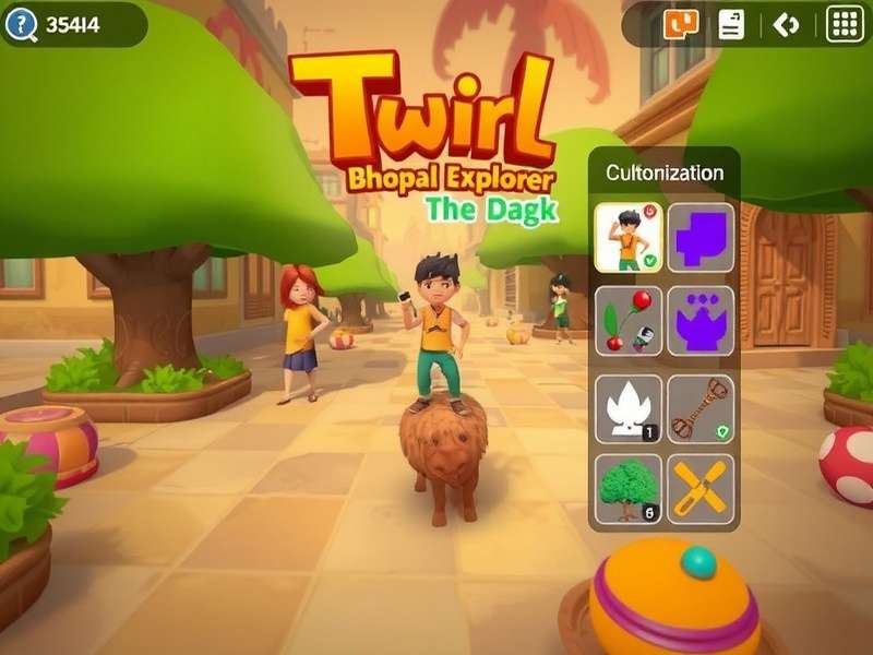 Twirl Bhopal Explorer gameplay screenshot showing character in Bhopal environment