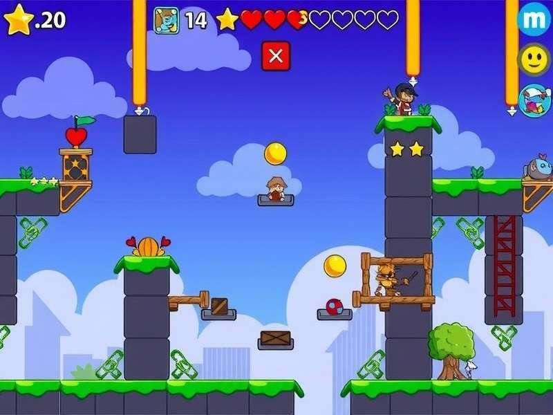 Sky Bounce Legend gameplay screenshot showing character bouncing between platforms