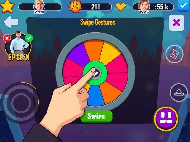 Epic Spin Battle control tutorial showing swipe gestures