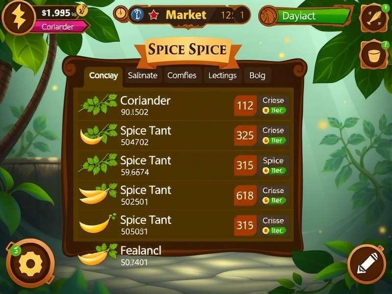Spice Saga Coriander market trading interface